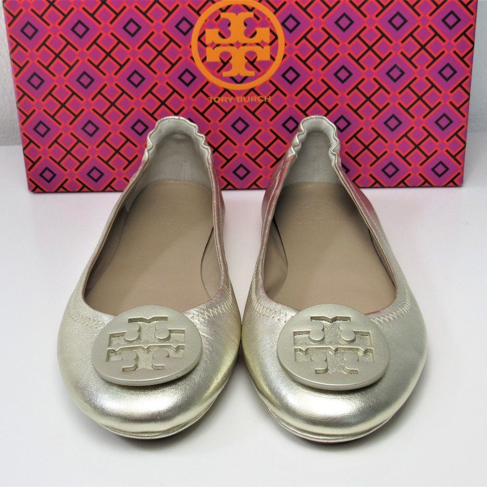 New TORY BURCH Gold Leather Ballet Flat Women's 7M